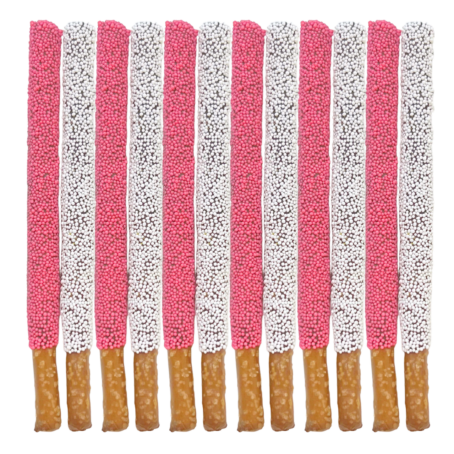 Baby Shower Chocolate Pretzel Rods - Girl (BRIGHT Pink & White)