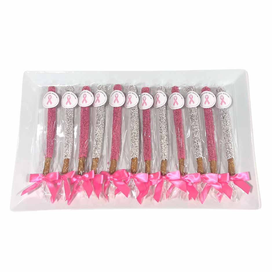 Breast Cancer Awareness Chocolate Pretzel Rods