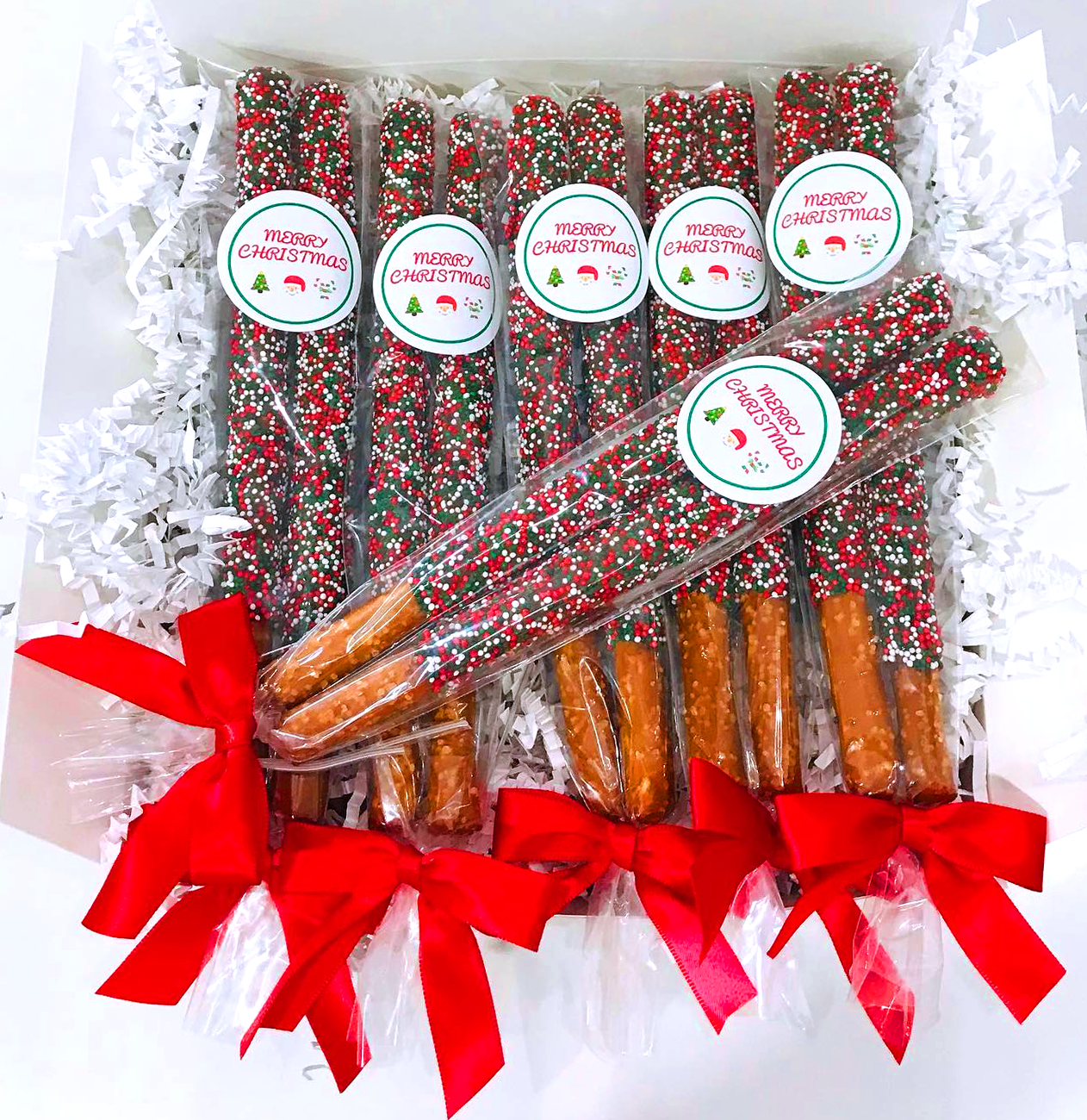 Christmas Chocolate Covered Pretzel Rods