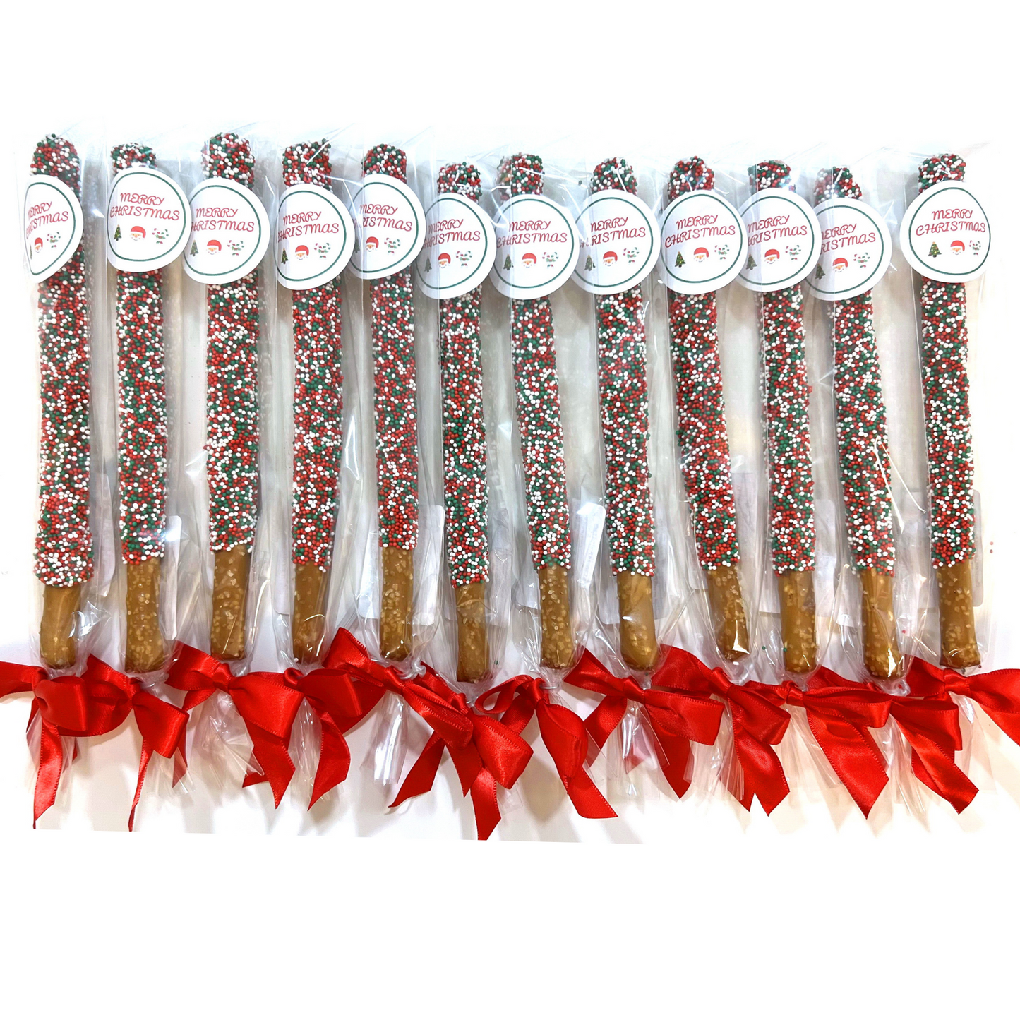 Christmas Chocolate Covered Pretzel Rods