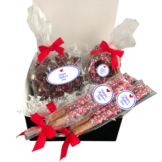 Father's Day Heart Topped Chocolate Pretzel Gift Box