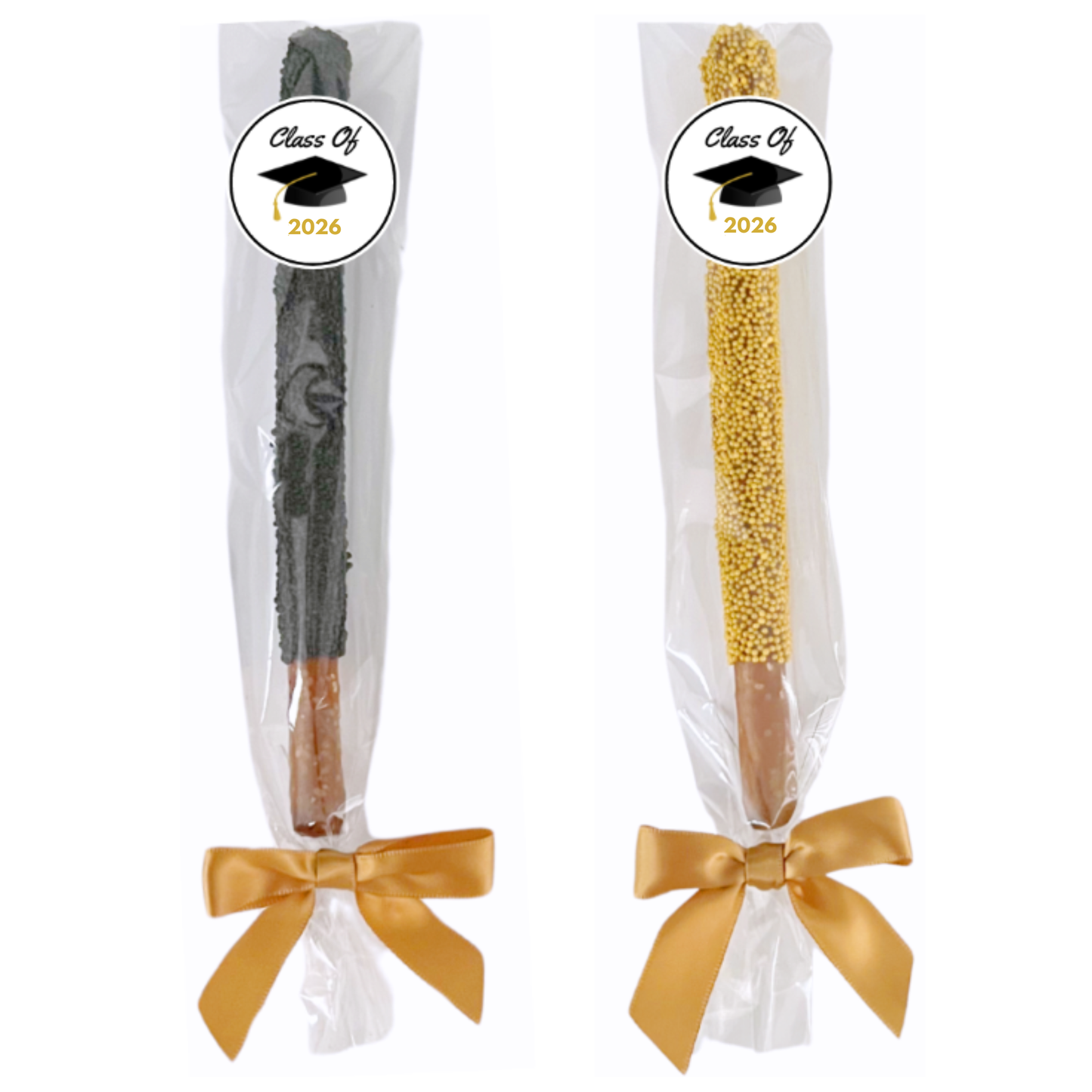 Graduation Chocolate Covered Pretzel Rods (Black & Gold)