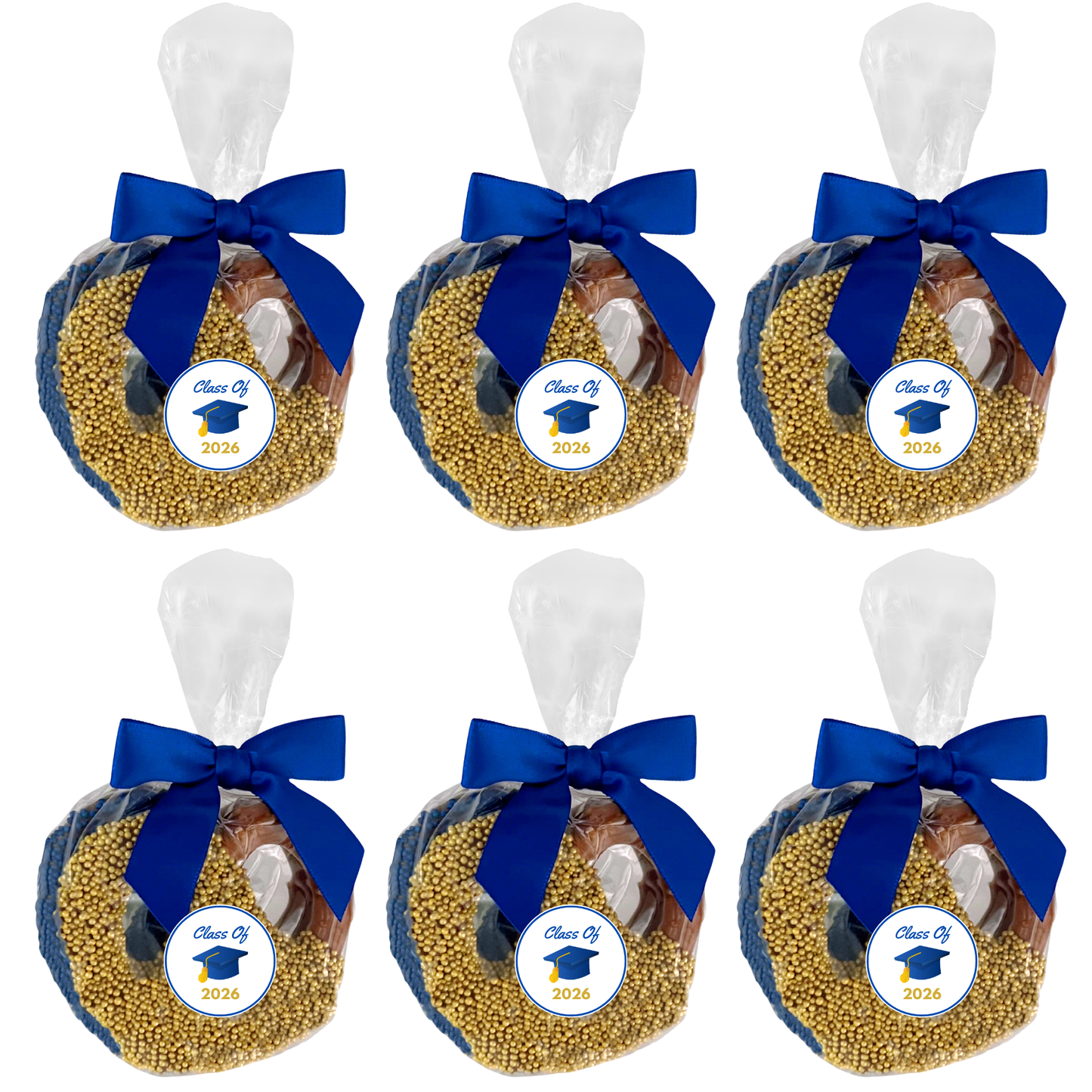 Graduation Chocolate Covered Jumbo Pretzels (Blue & Gold)