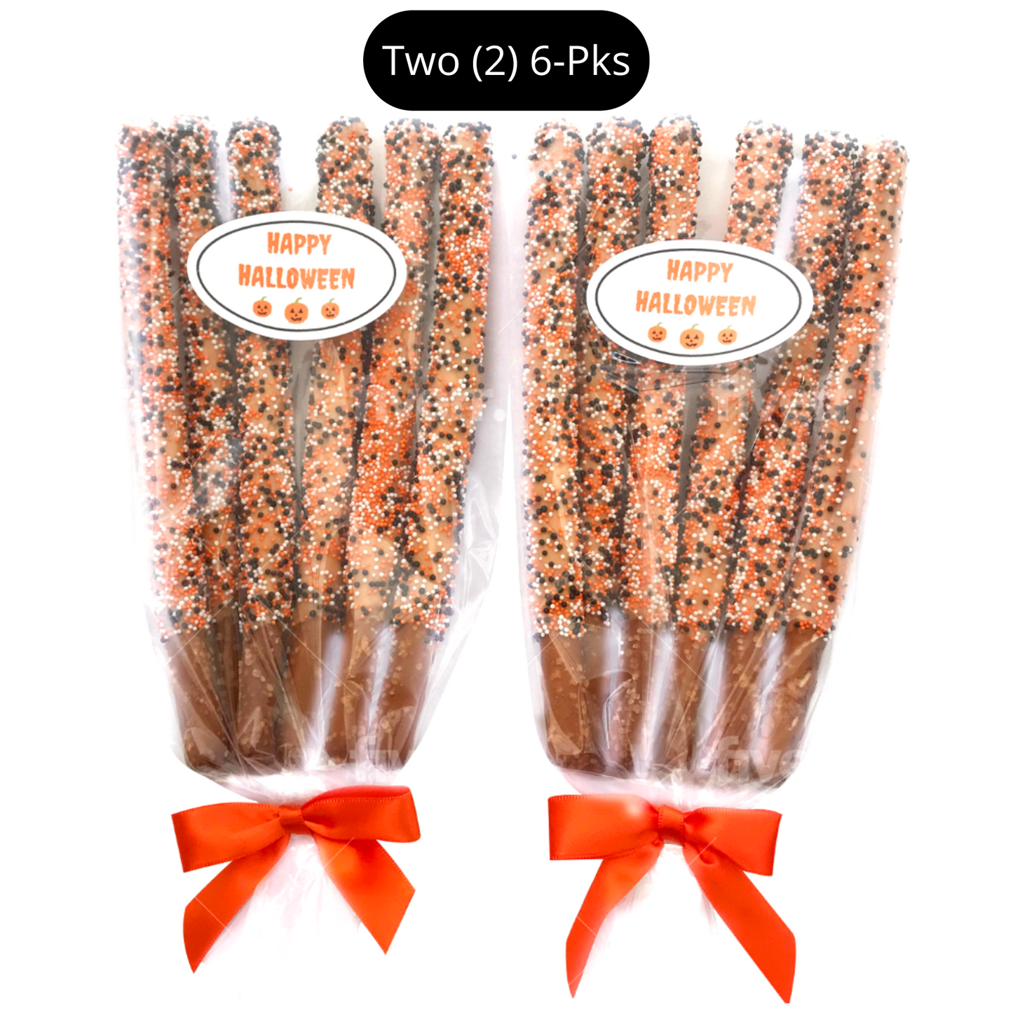 Pumpkin Spice Halloween Chocolate Covered Pretzel Rods