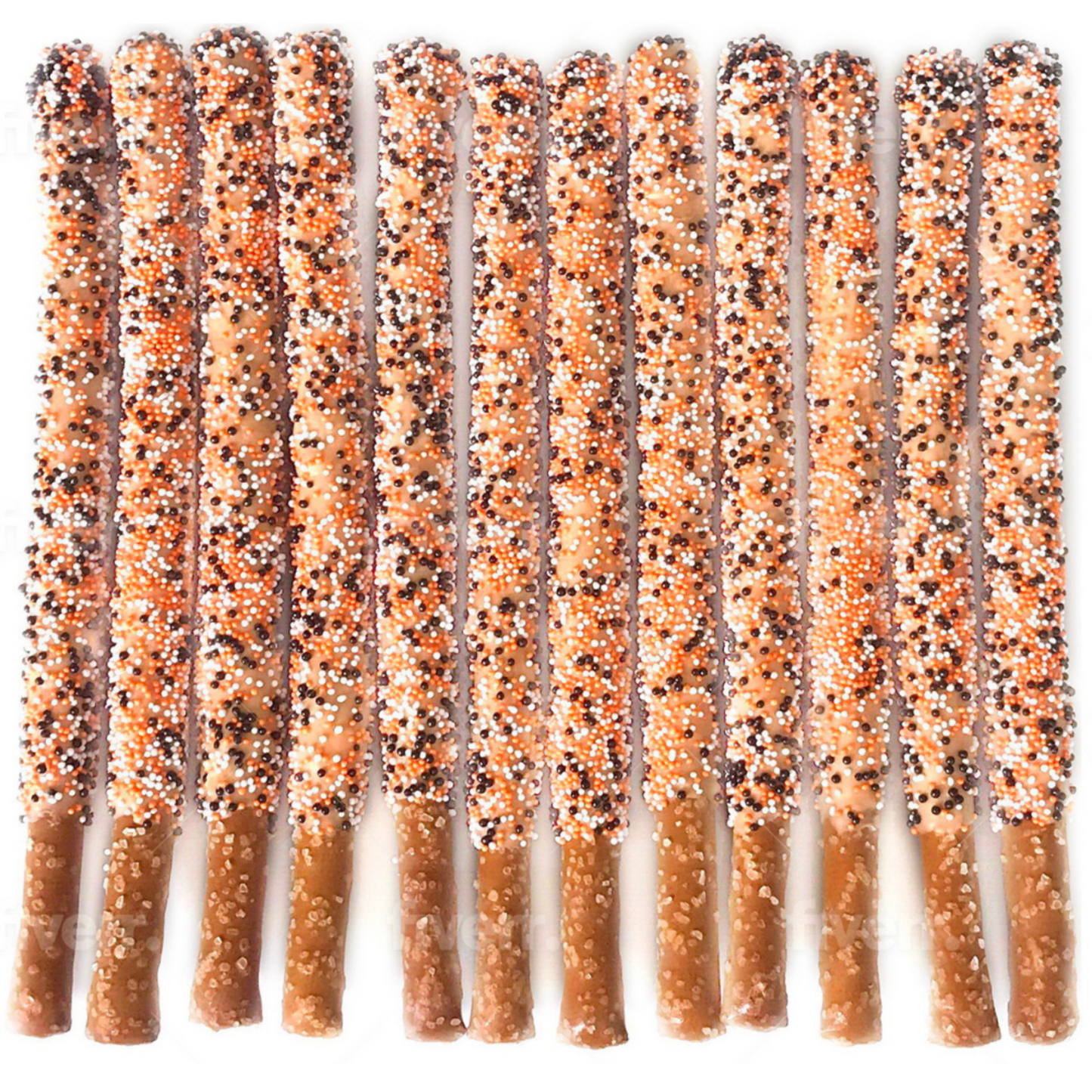 Pumpkin Spice Halloween Chocolate Covered Pretzel Rods