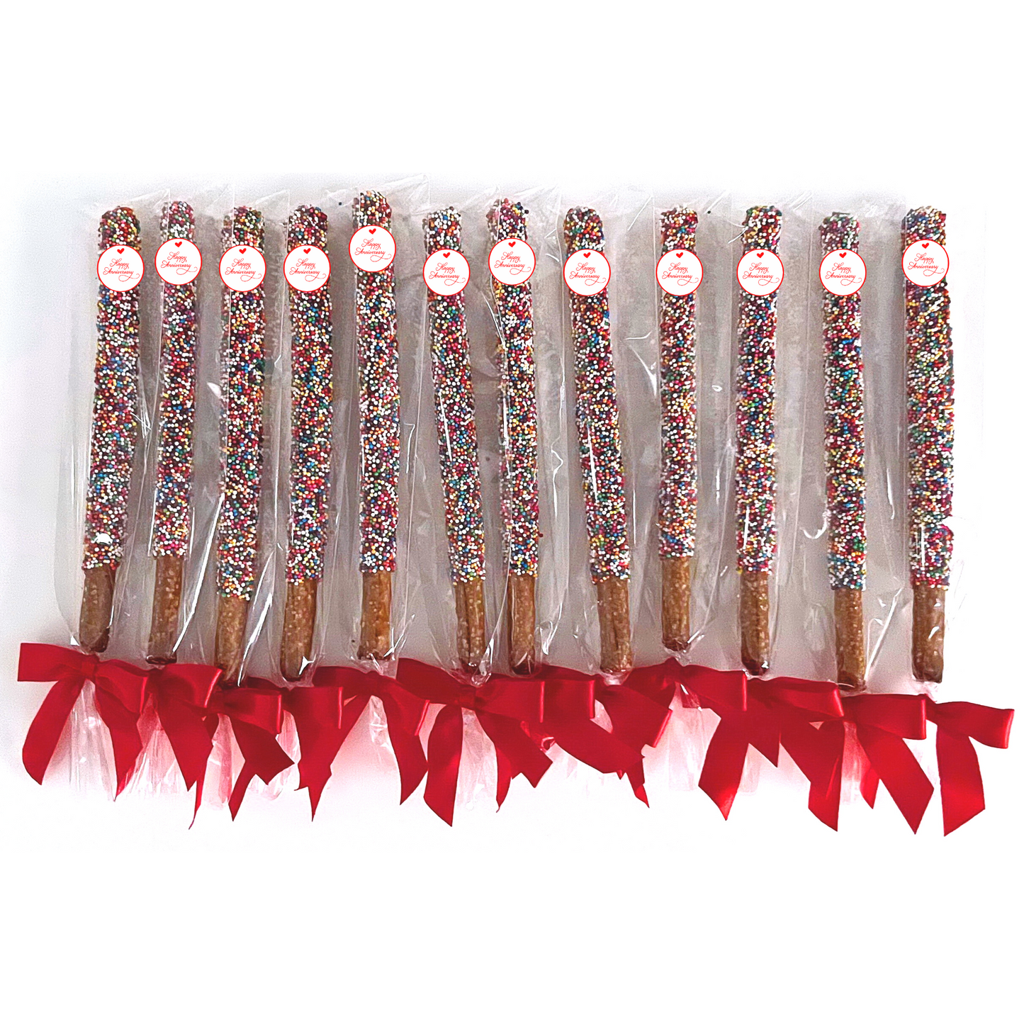 Happy Anniversary Chocolate Covered Pretzel Rods