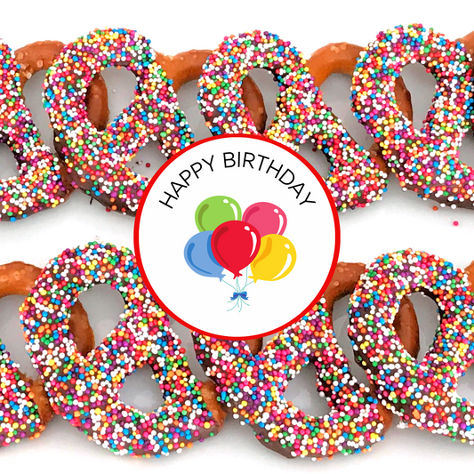 Happy Birthday Chocolate Covered Jumbo Pretzels