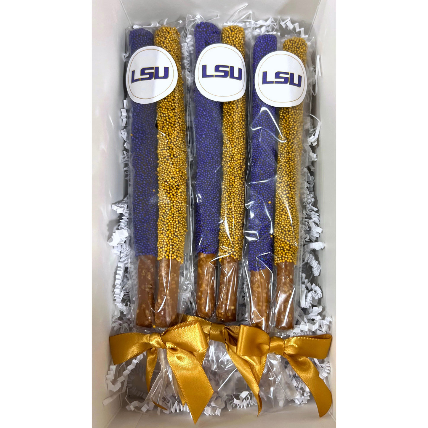 Louisiana State University Chocolate Covered Pretzel Rods
