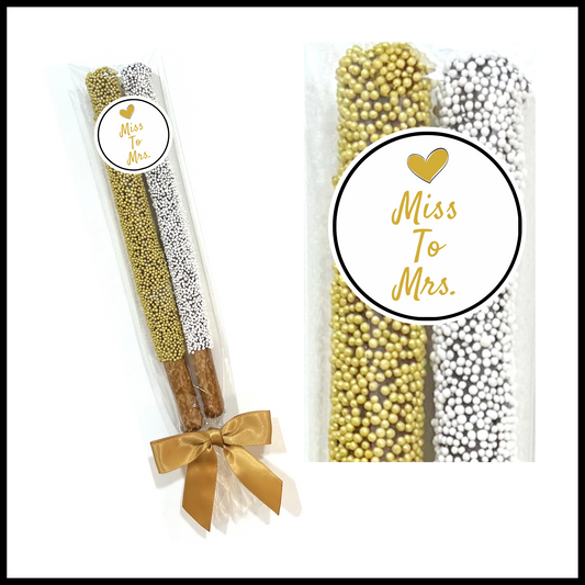 Wedding Chocolate Pretzel Rods - Miss To Mrs.