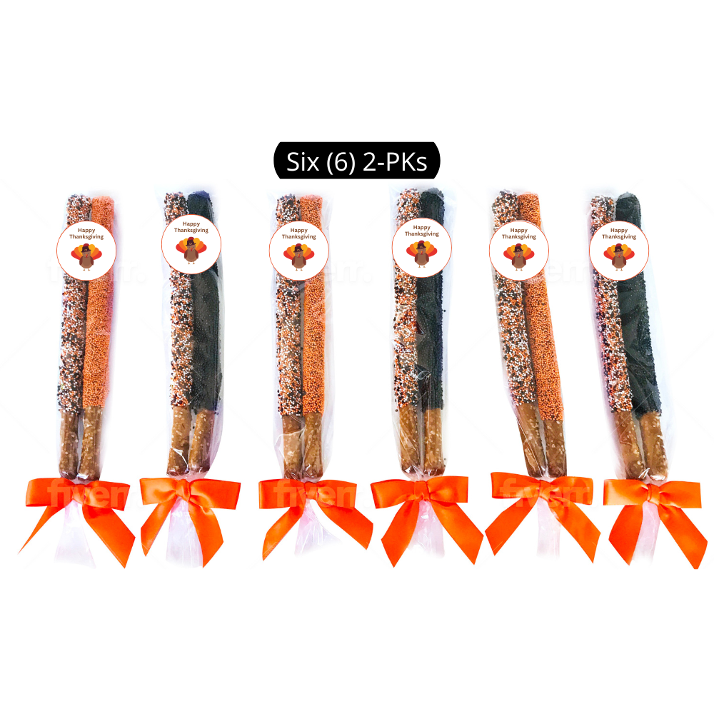 Thanksgiving Tri-Colored Chocolate Pretzel Rods