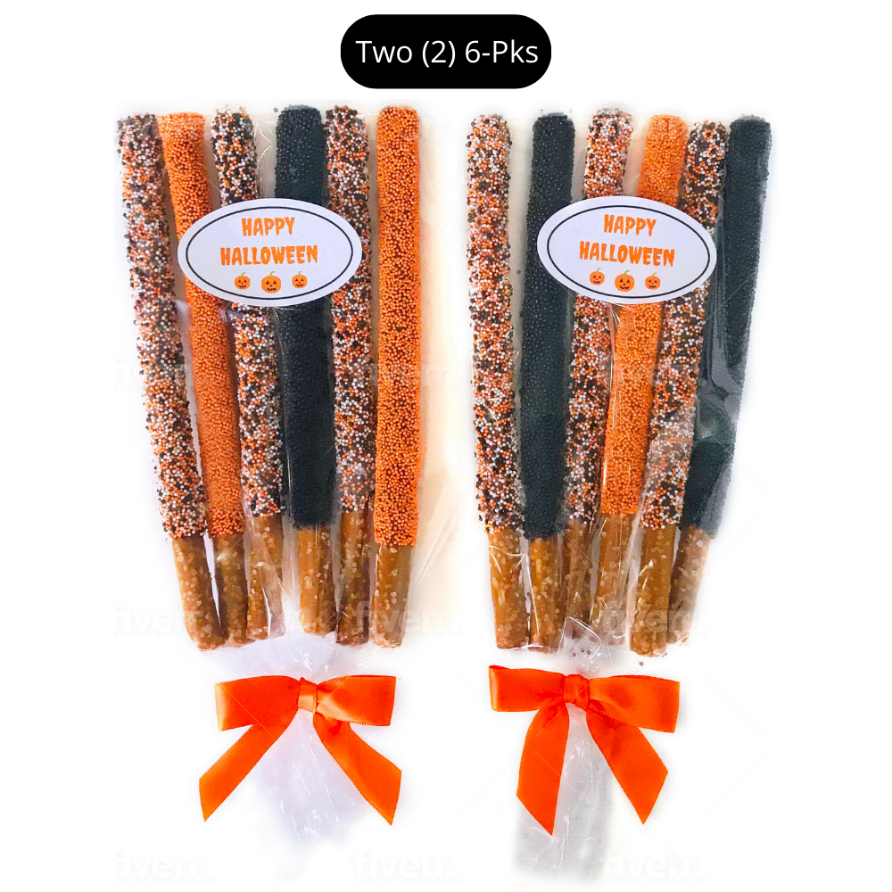 Tri-Color Halloween Chocolate Covered Pretzel Rods