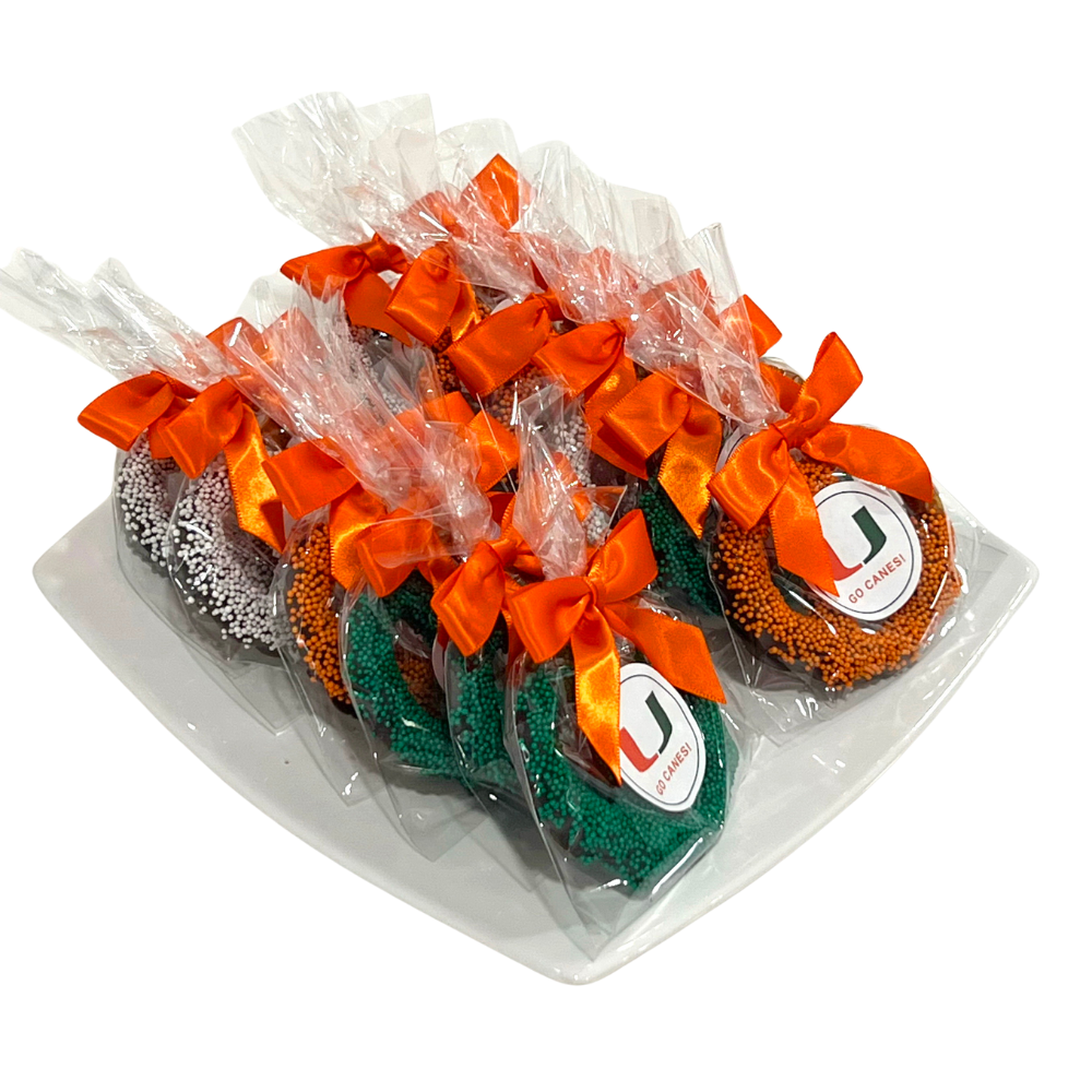 University of Miami Chocolate Covered Jumbo Pretzels