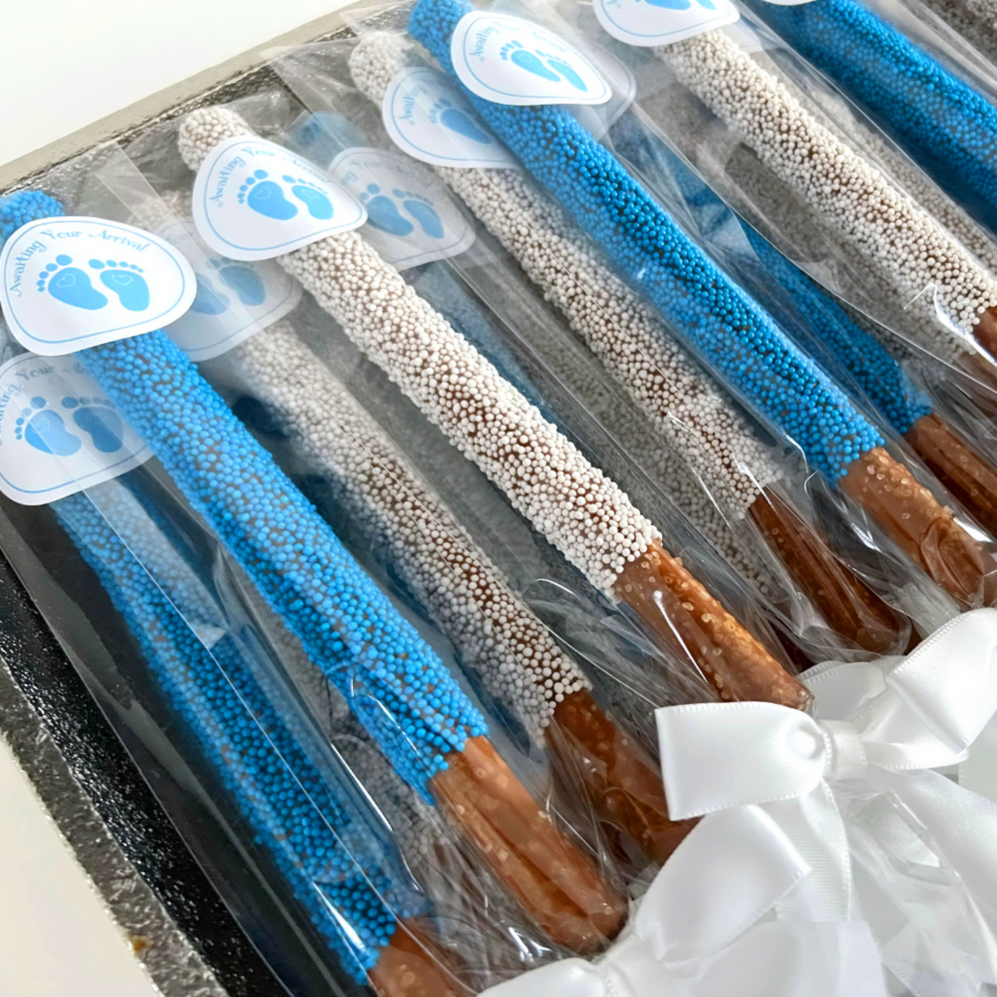 Baby Shower Chocolate Pretzel Rods - Boy