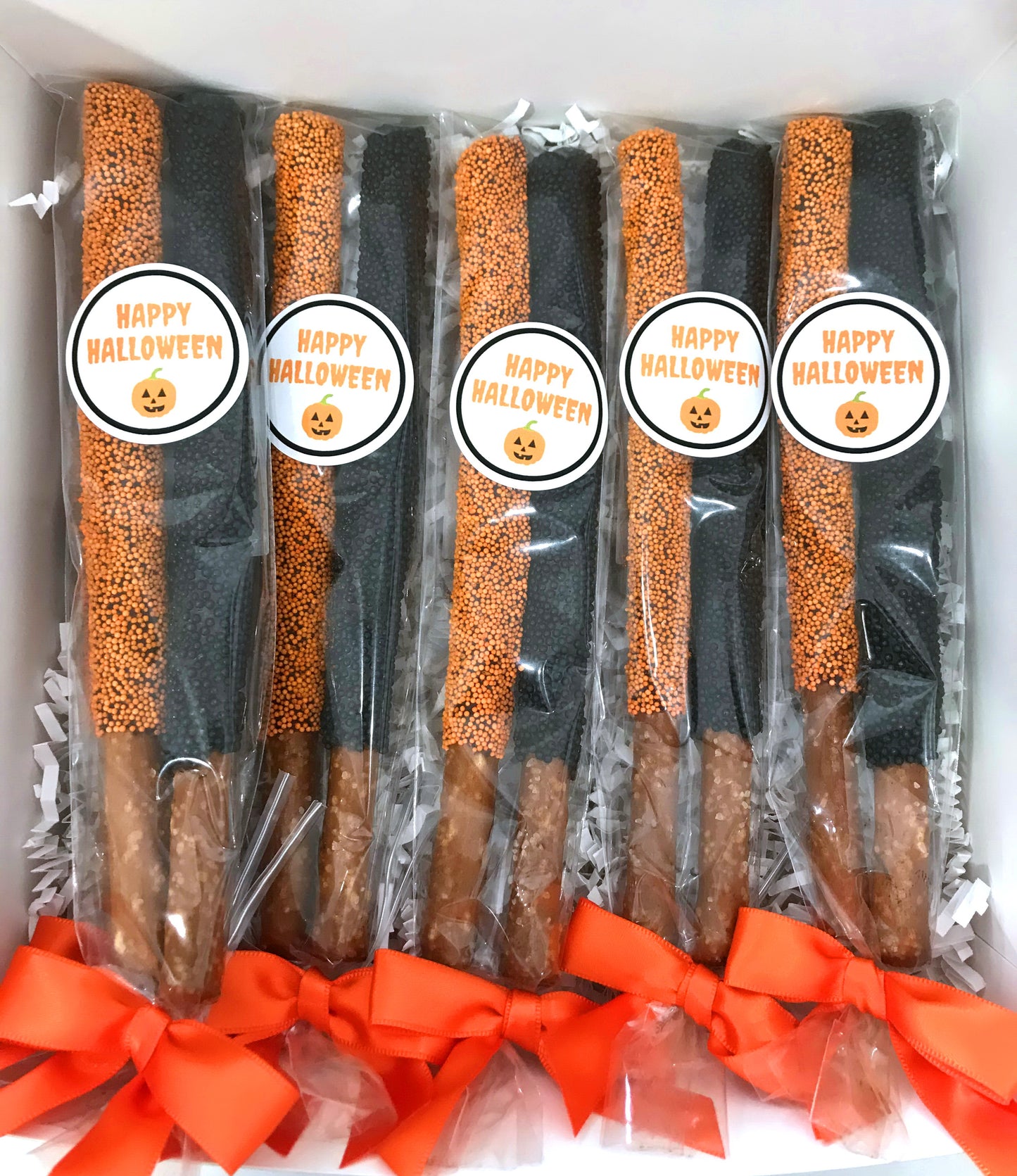 Halloween Chocolate Covered Pretzel Rods