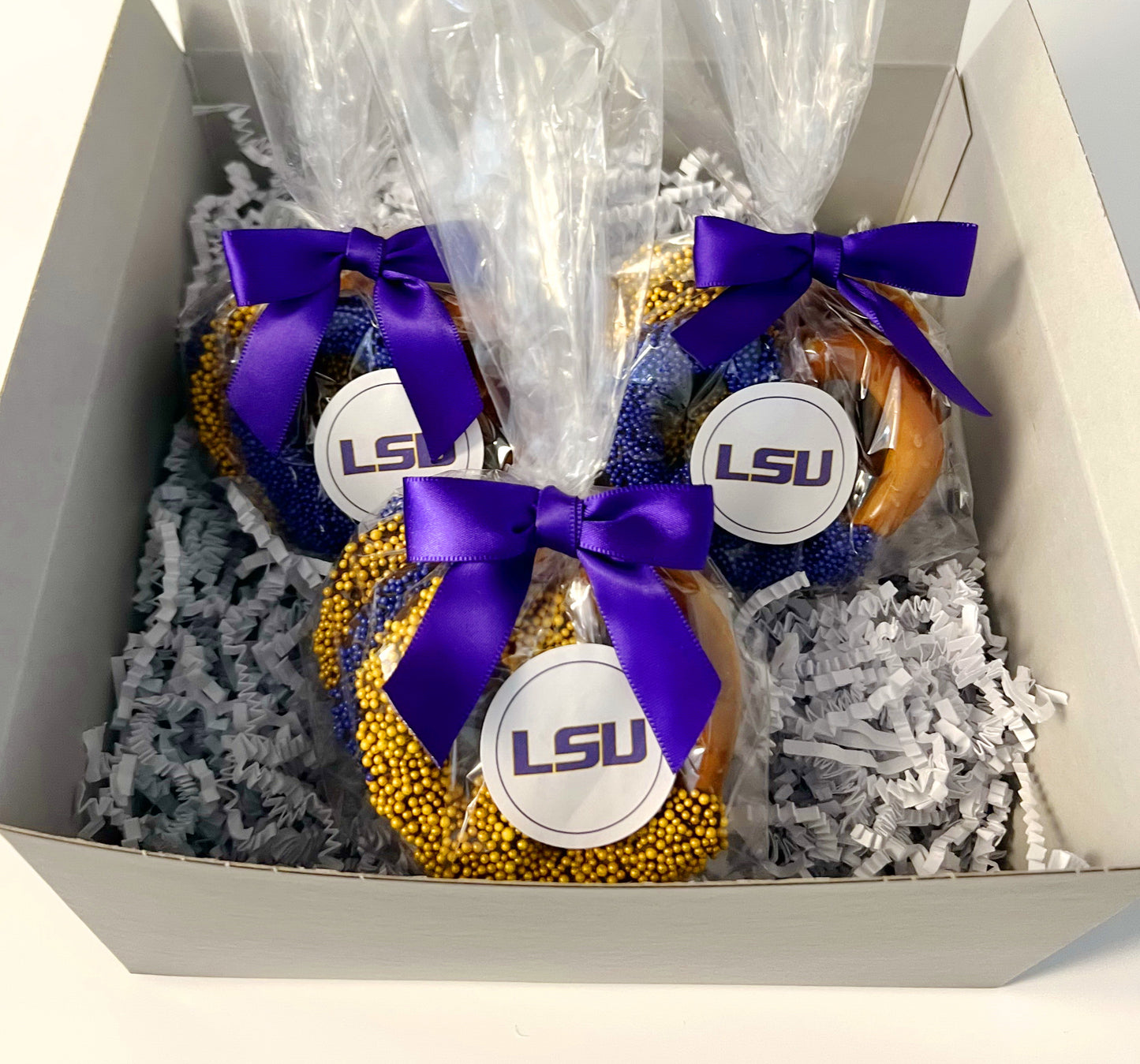 Louisiana State University Chocolate Covered Jumbo Pretzels