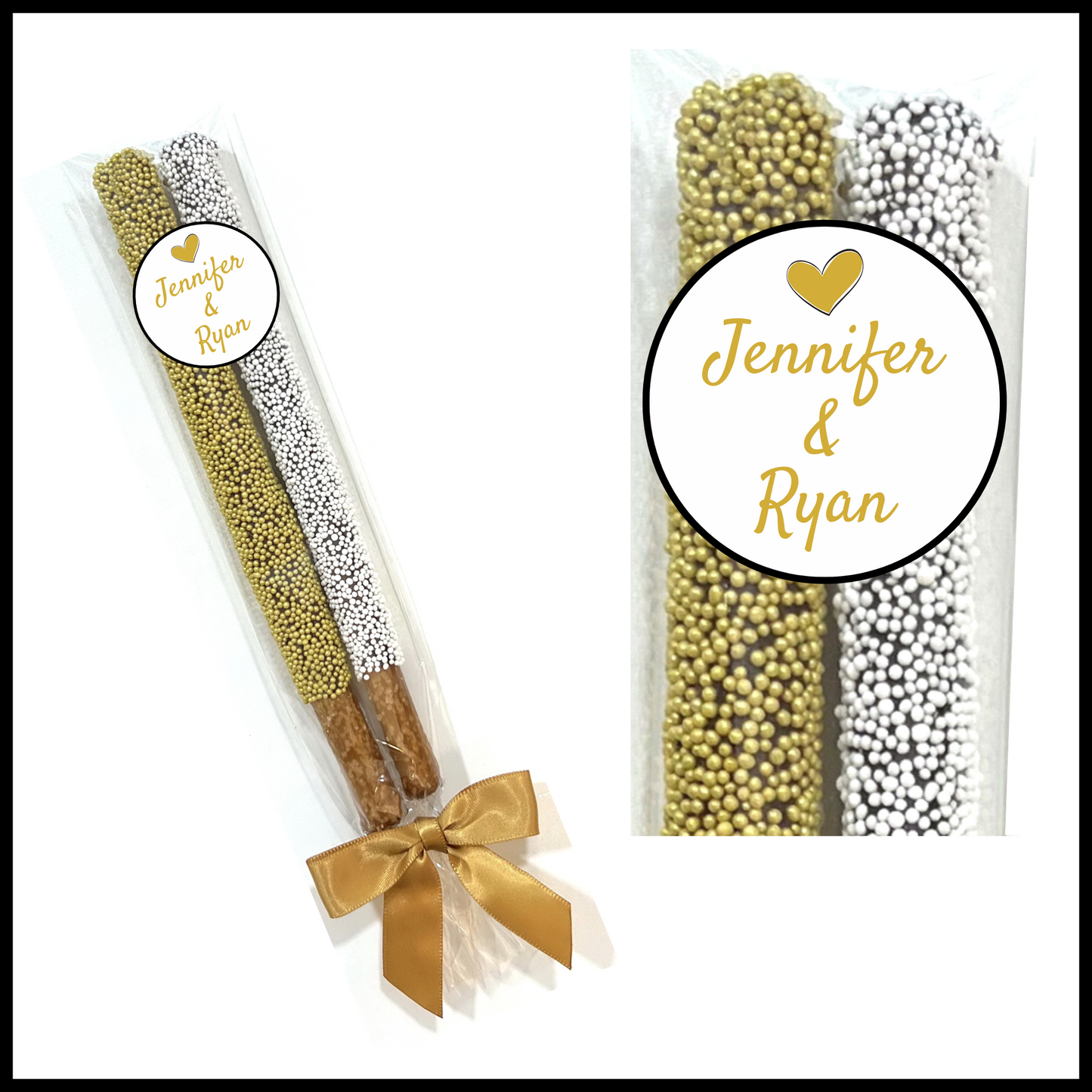 Wedding Chocolate Pretzel Rods - The Happy Couple