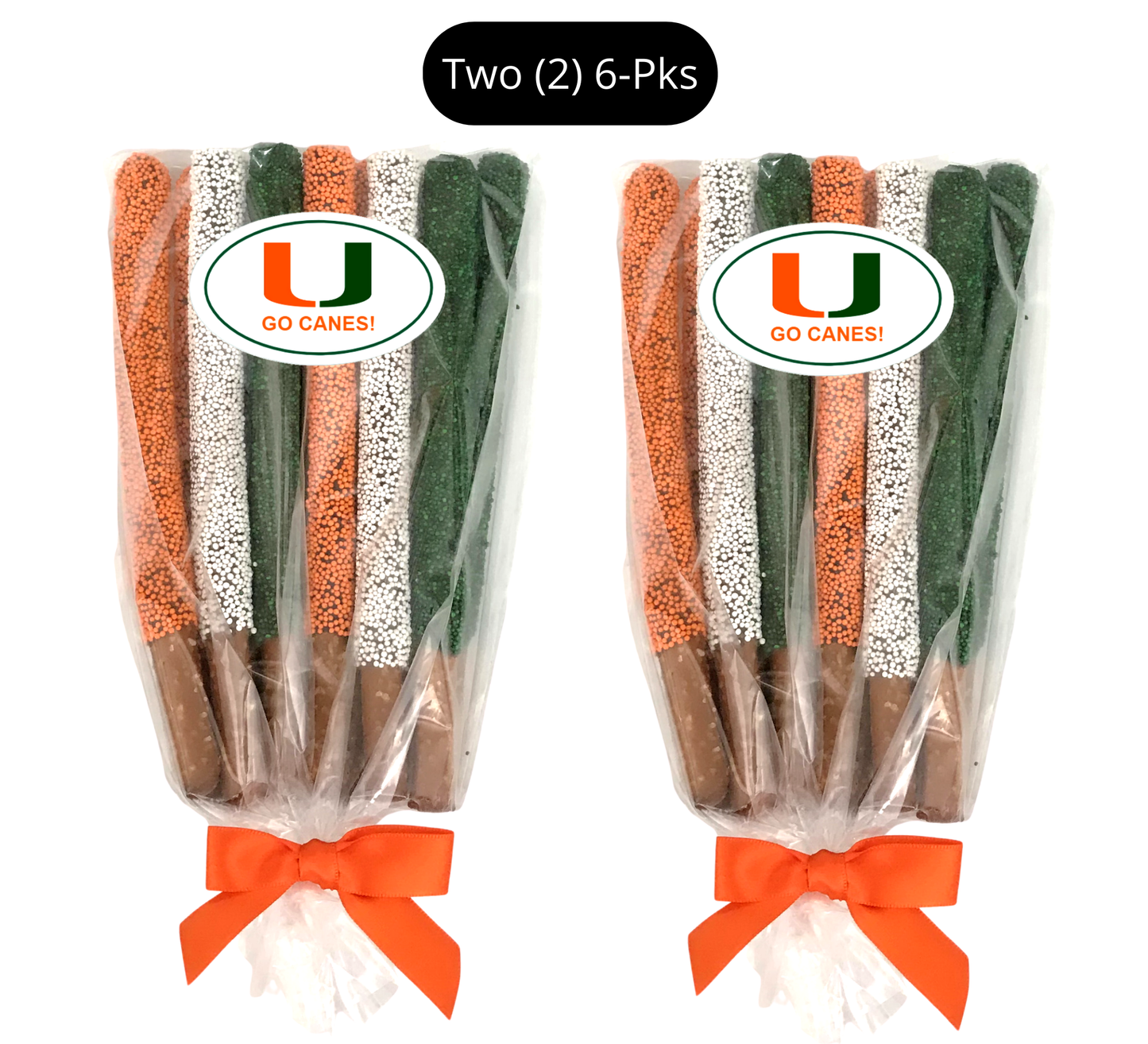 University of Miami Chocolate Covered Pretzel Rods