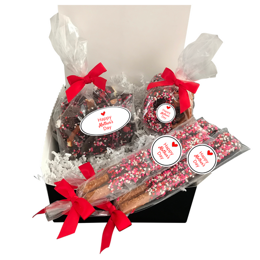 Mother's Day Heart Filled Chocolate Pretzel Gift Box