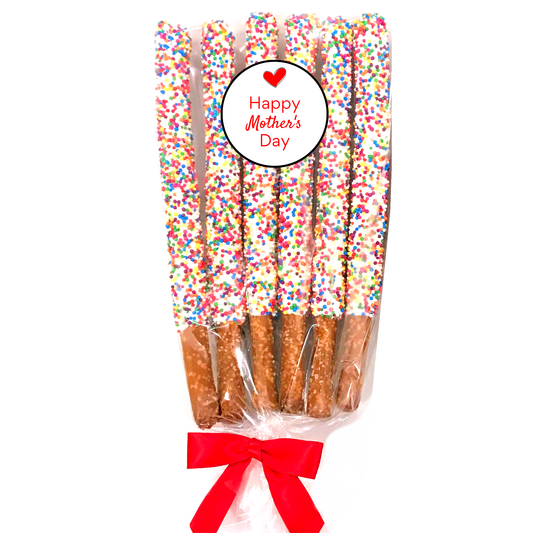 Mother's Day White Chocolate Covered Pretzel Rods