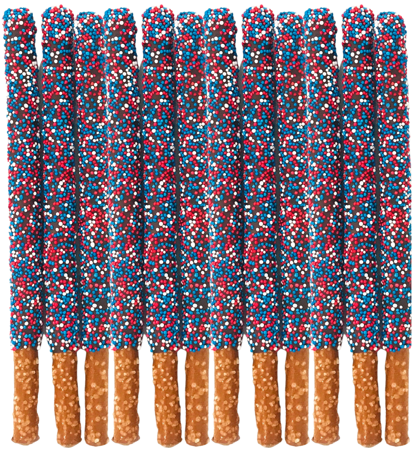 Assortment of Patriotic Chocolate Covered Pretzel Rods