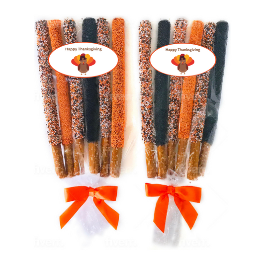 Thanksgiving Tri-Colored Chocolate Pretzel Rods