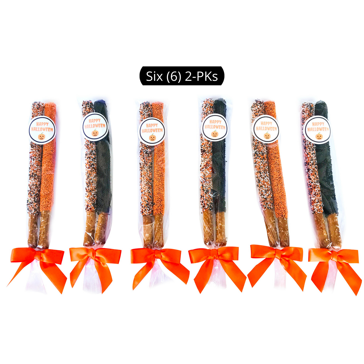 Tri-Color Halloween Chocolate Covered Pretzel Rods