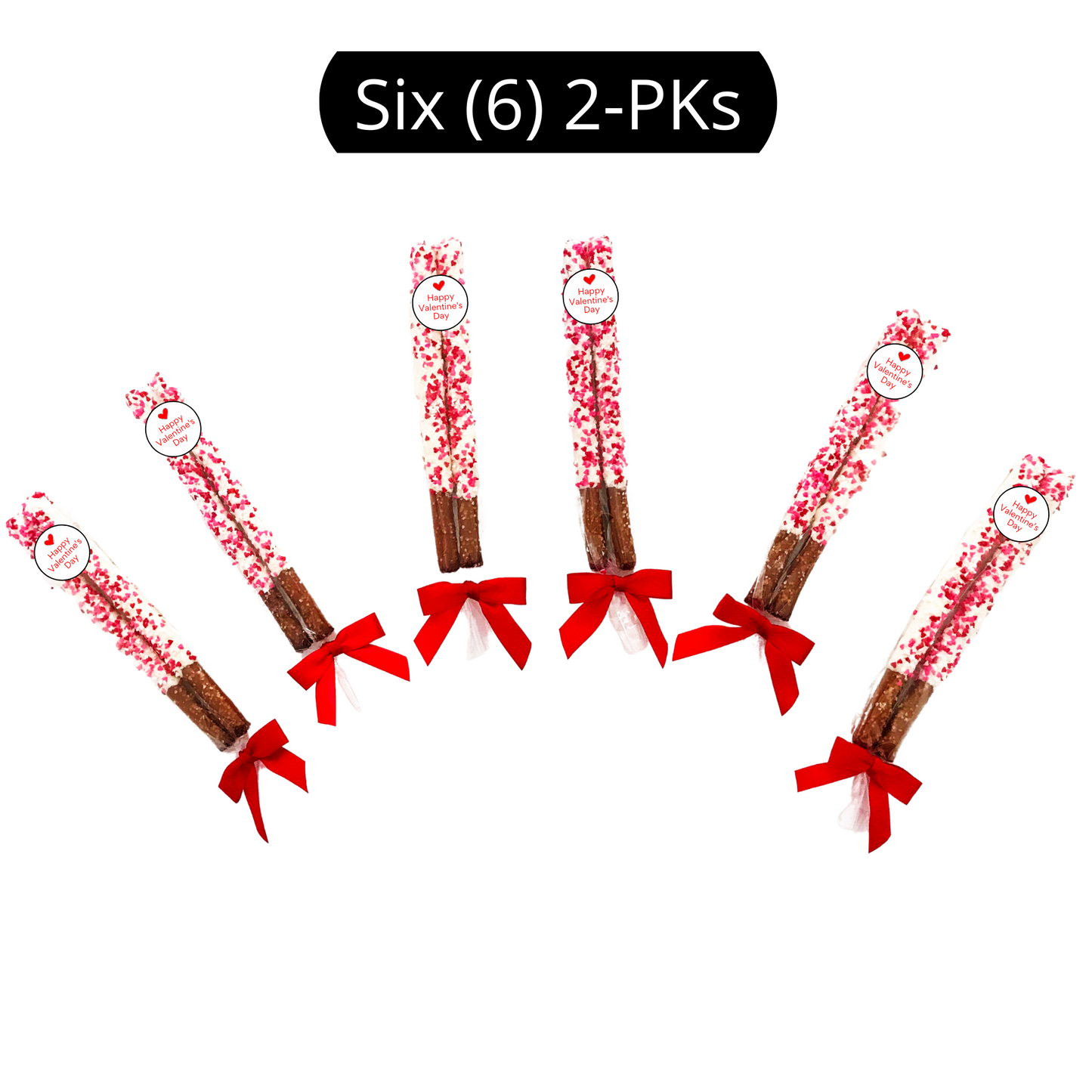 Valentine's Day White Chocolate Pretzel Rods with Heart Sprinkles