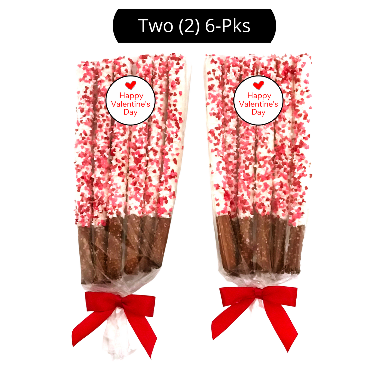Valentine's Day White Chocolate Pretzel Rods with Heart Sprinkles