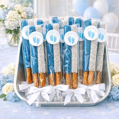 Baby Shower Chocolate Pretzel Rods - Boy