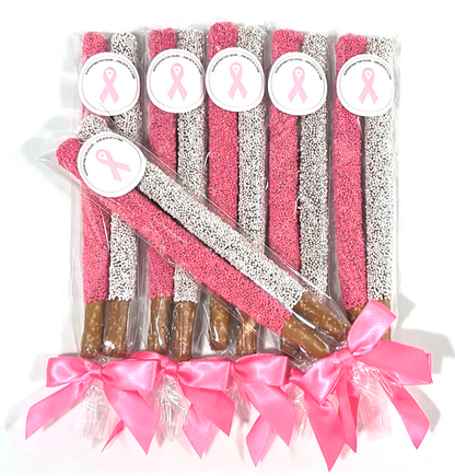 Breast Cancer Awareness Chocolate Pretzel Rods