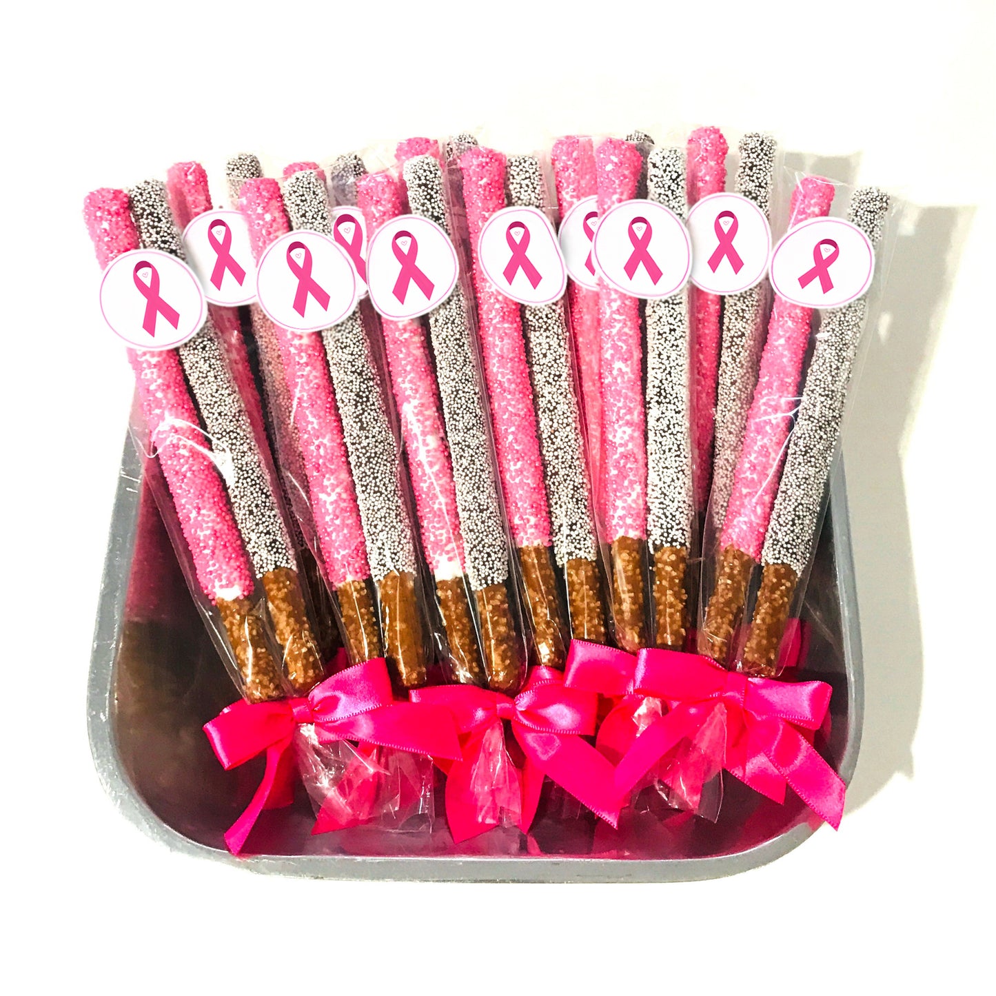 Breast Cancer Awareness Chocolate Pretzel Rods