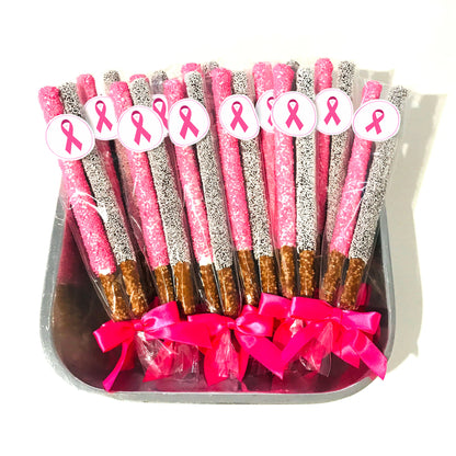 Breast Cancer Awareness Chocolate Pretzel Rods