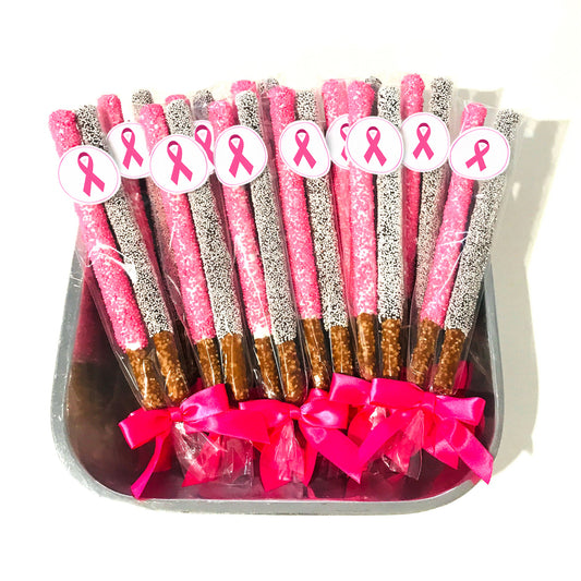 Breast Cancer Awareness Chocolate Pretzel Rods