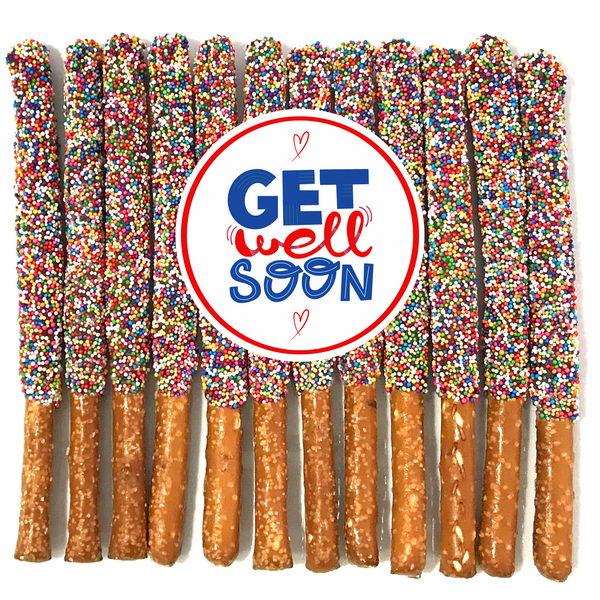 Get Well Soon Chocolate Covered Pretzel Rods