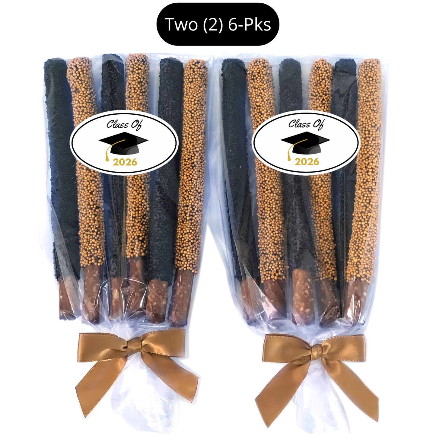 Graduation Chocolate Covered Pretzel Rods (Black & Gold)