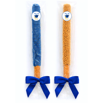 Graduation Chocolate Covered Pretzel Rods (Blue & Gold)