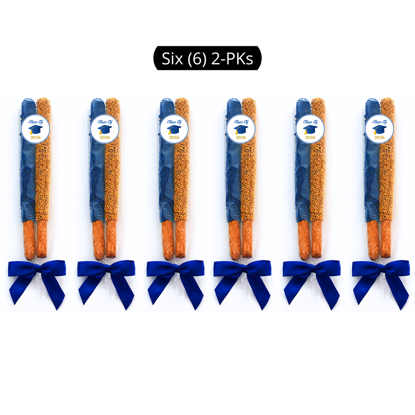 Graduation Chocolate Covered Pretzel Rods (Blue & Gold)