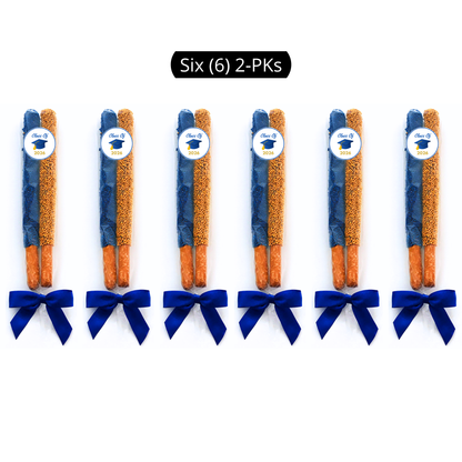 Graduation Chocolate Covered Pretzel Rods (Blue & Gold)