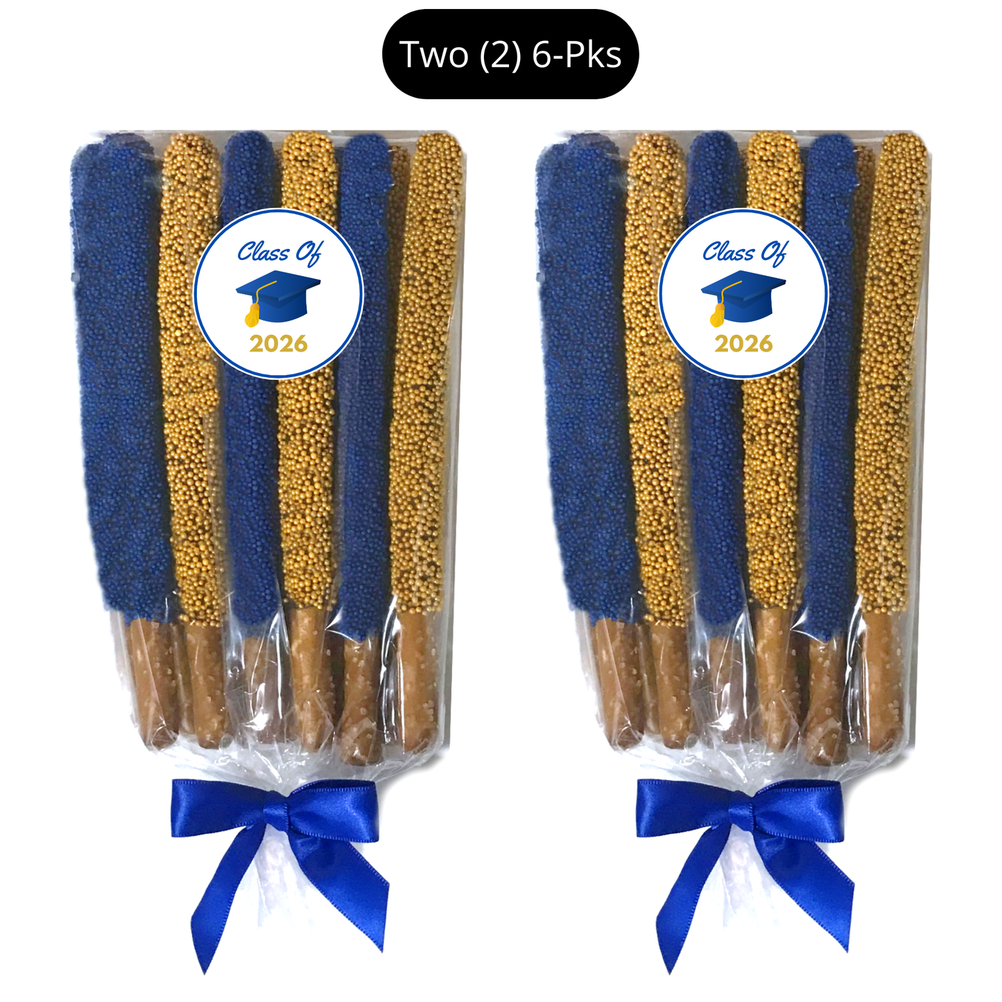 Graduation Chocolate Covered Pretzel Rods (Blue & Gold)
