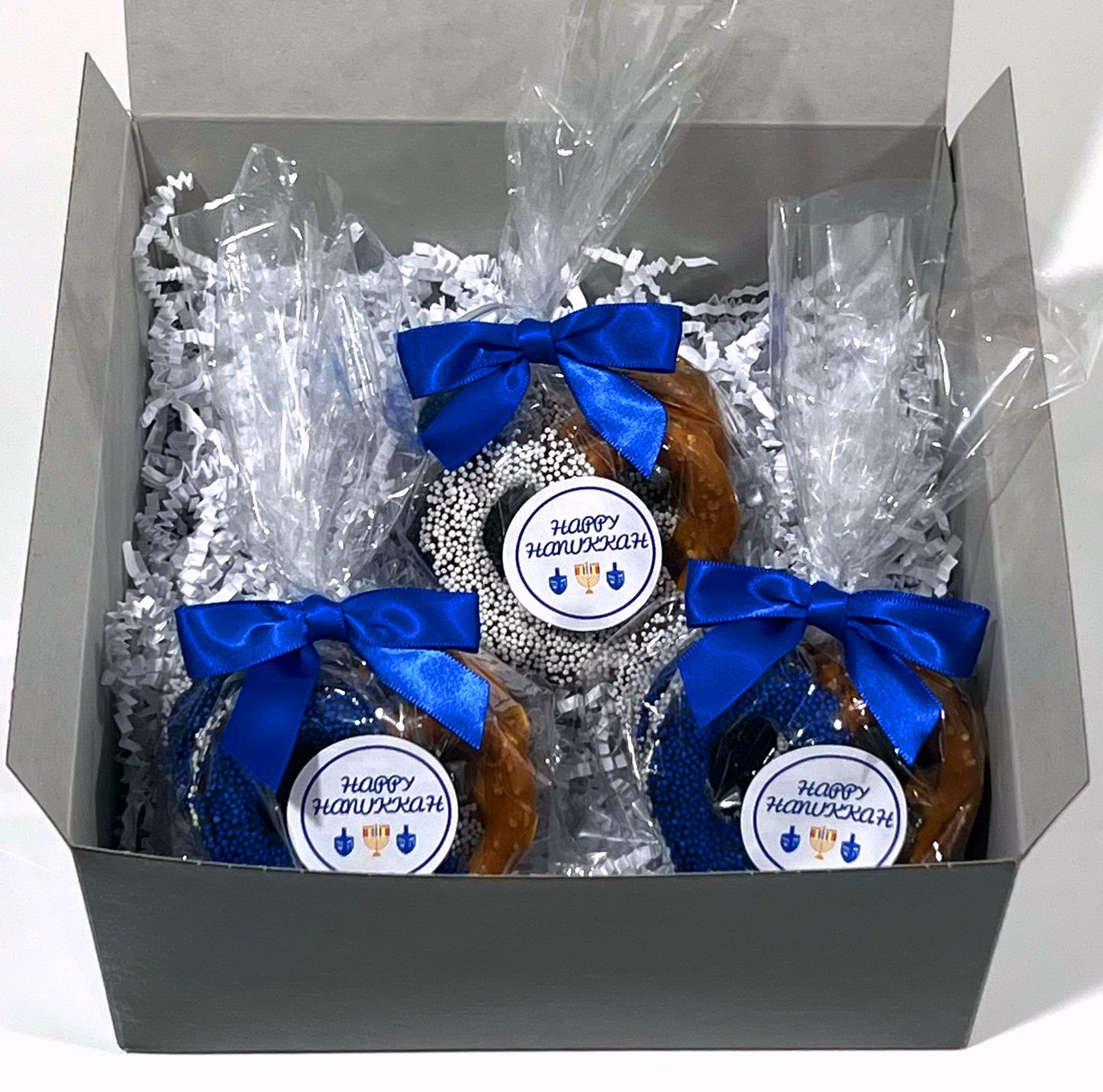 Hanukkah Chocolate Covered Jumbo Pretzels