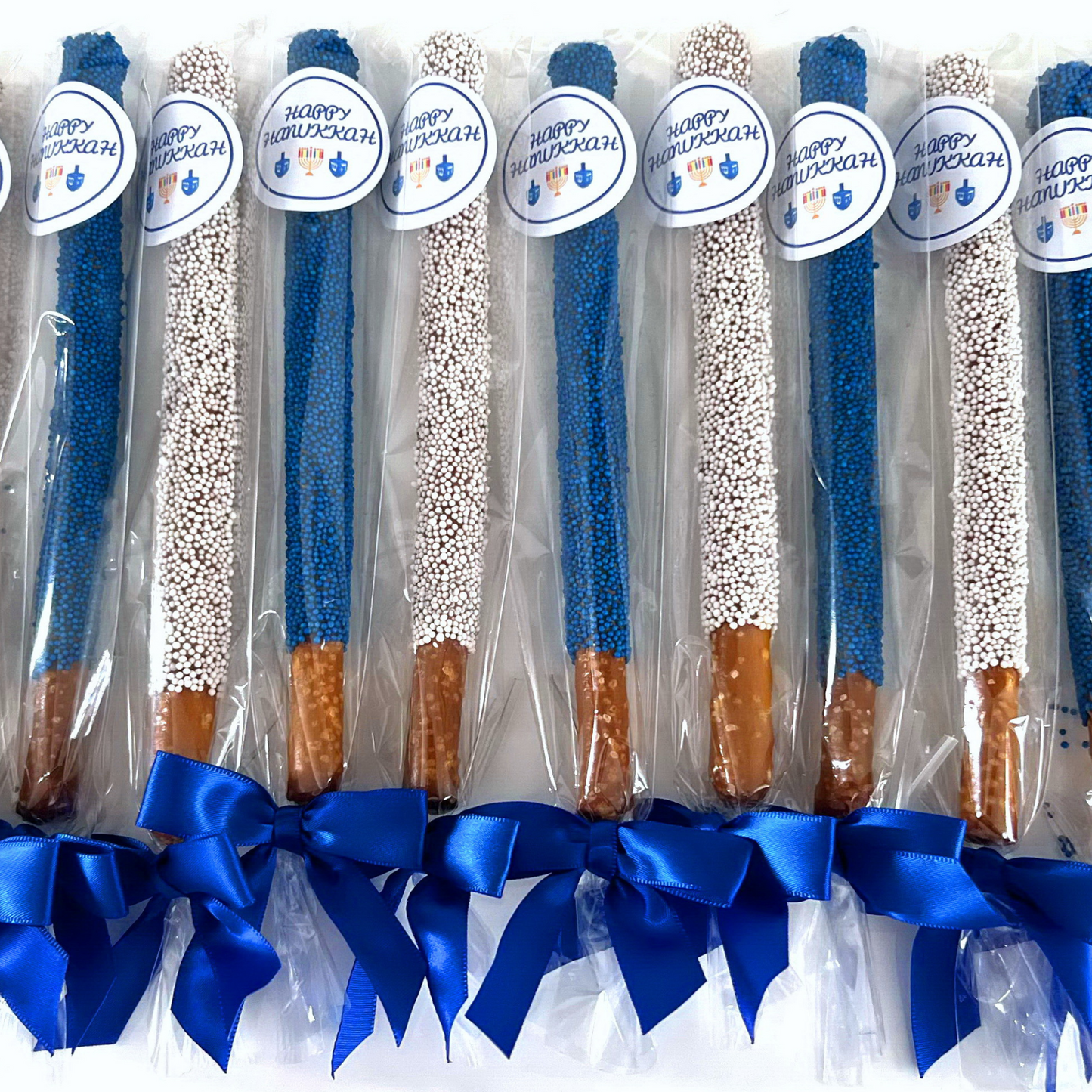 Hanukkah Chocolate Covered Pretzel Rods