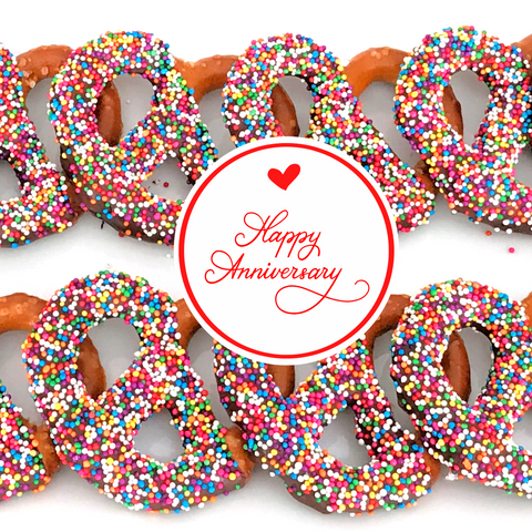 Happy Anniversary Chocolate Covered Jumbo Pretzels