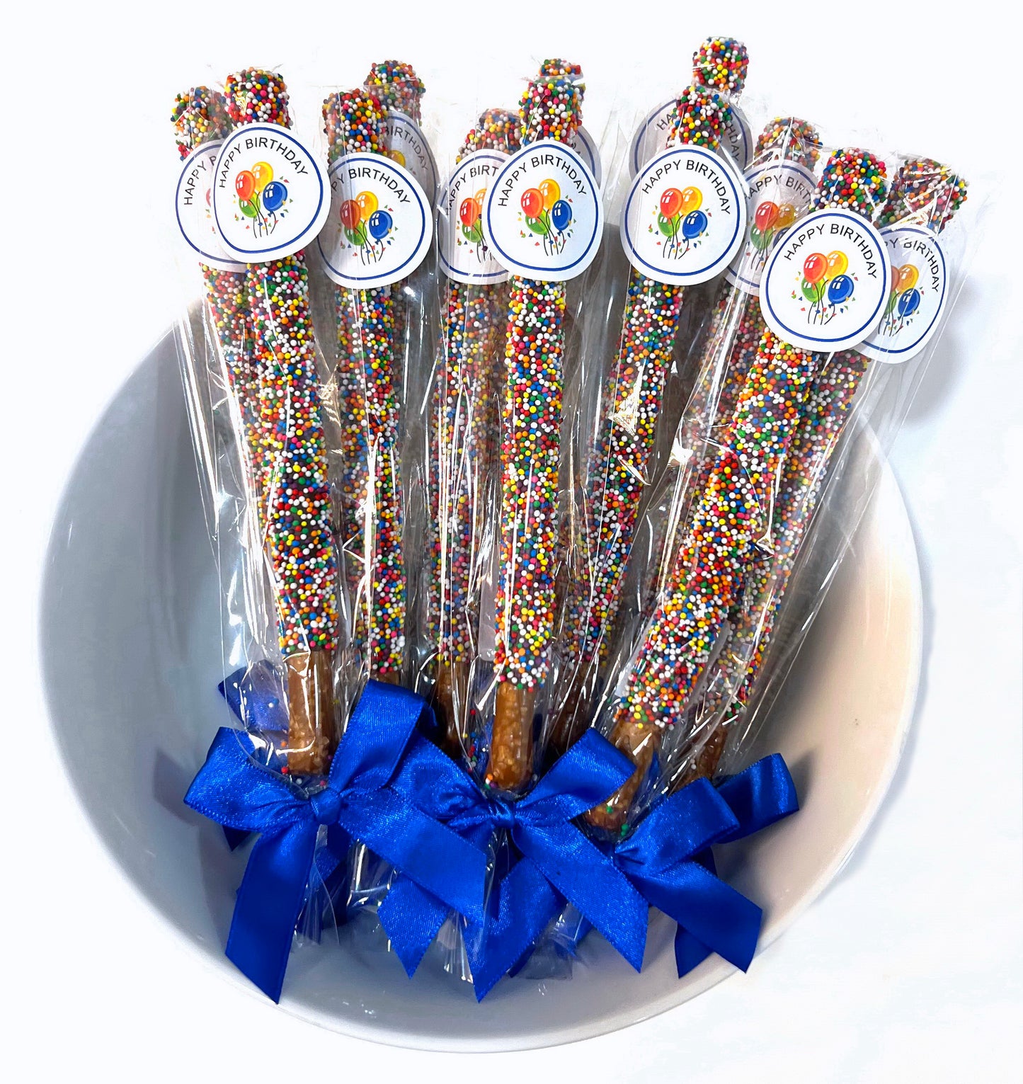 Happy Birthday Chocolate Covered Pretzel Rods