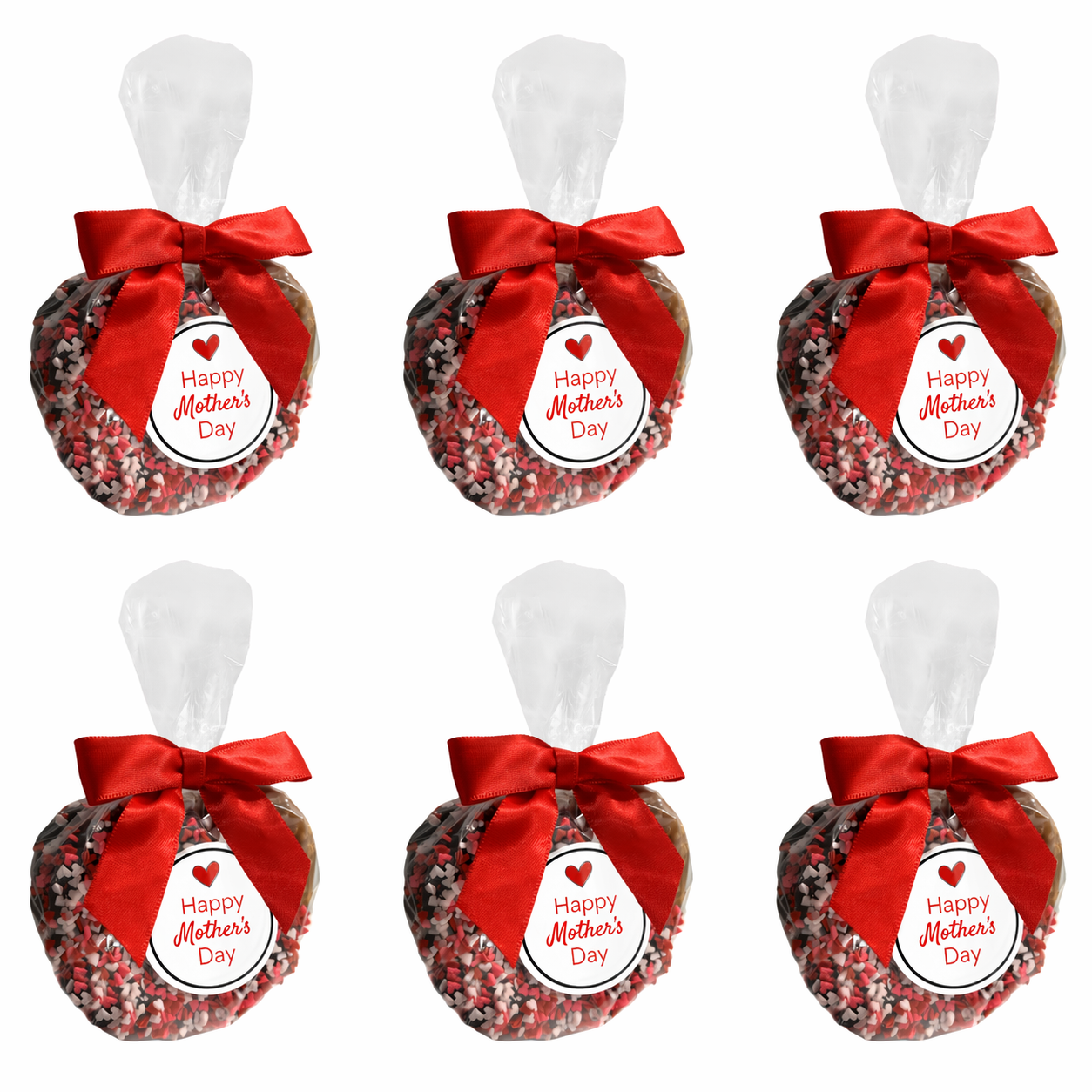 Mother's Day Chocolate Covered Jumbo Pretzels with Heart Sprinkles