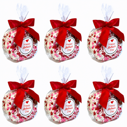 Mother's Day White Chocolate Covered Jumbo Pretzels with Heart Sprinkles