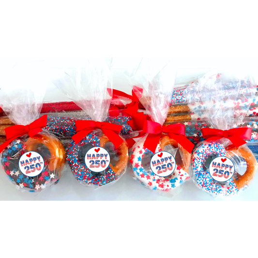Assortment of Patriotic Chocolate Covered Jumbo Pretzels