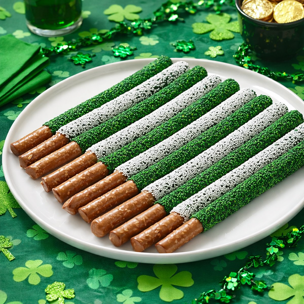 St. Patrick's Day Chocolate Pretzel Rods