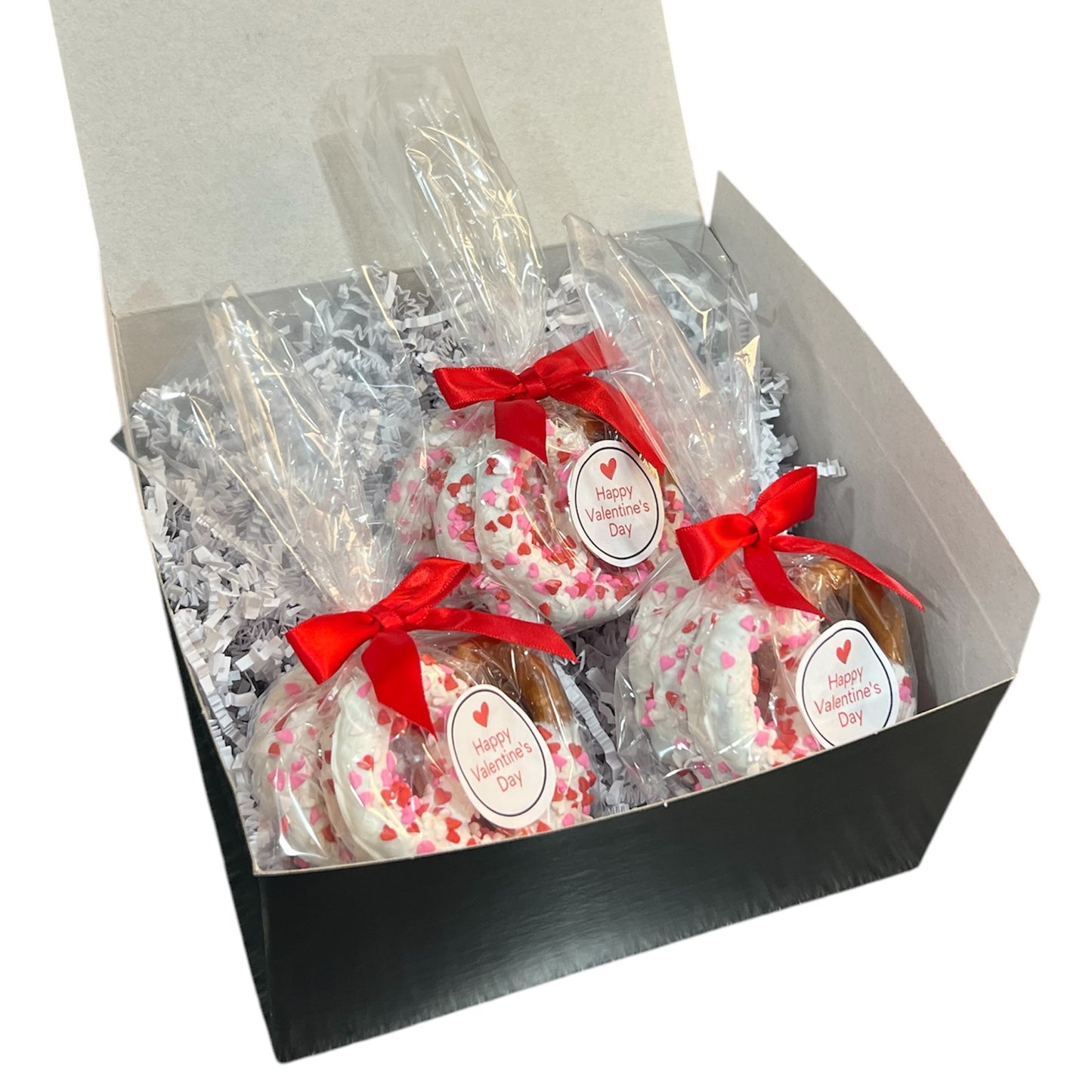 Valentine's Day White Chocolate Covered Jumbo Pretzels