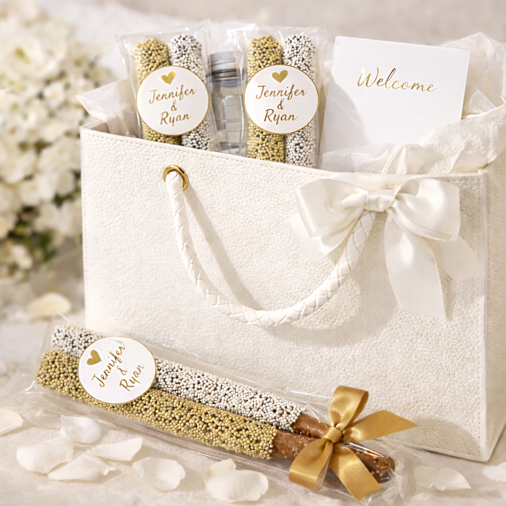 Wedding Chocolate Pretzel Rods - The Happy Couple