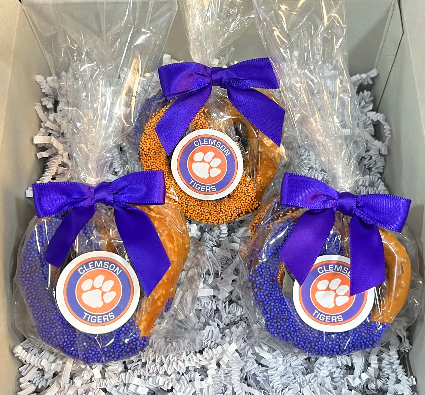 Clemson University Chocolate Covered Jumbo Pretzels